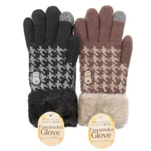 peanuts snoopy 史努比 千鳥格紋 毛絨絨手套