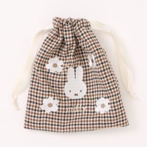 miffy 格紋刺繡 抽繩 收納袋 束口袋